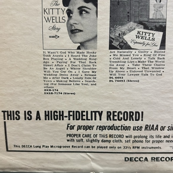 Record | Kitty Wells sings Songs Made Famous By Jim Reeves | DECCA | Bimbo - Picture 4 of 7